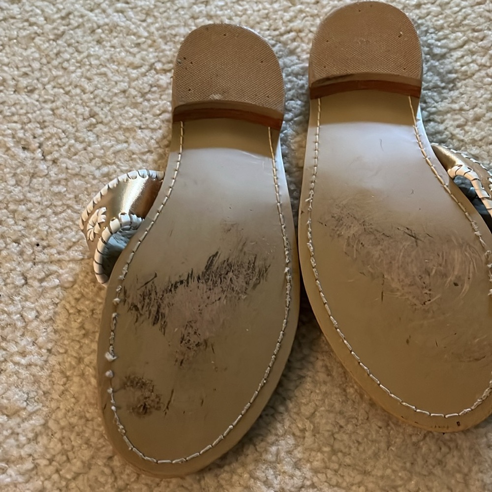 Jack Rogers size 10 gold w/white trim sandals - Picture 2 of 2